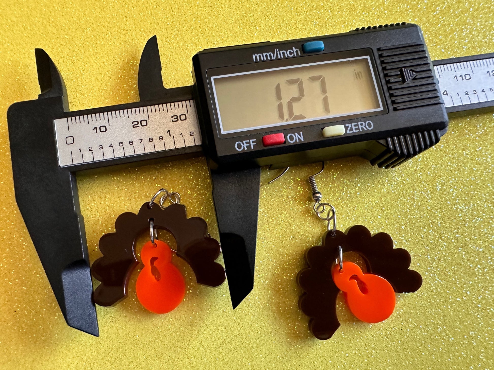 Small Turkey Earrings: Laser Cut Acrylic Turkeys, Thanksgiving, Holiday, Give Thanks, Family, Friendsgiving, Chicken, Gifts for Her/Him/Them
