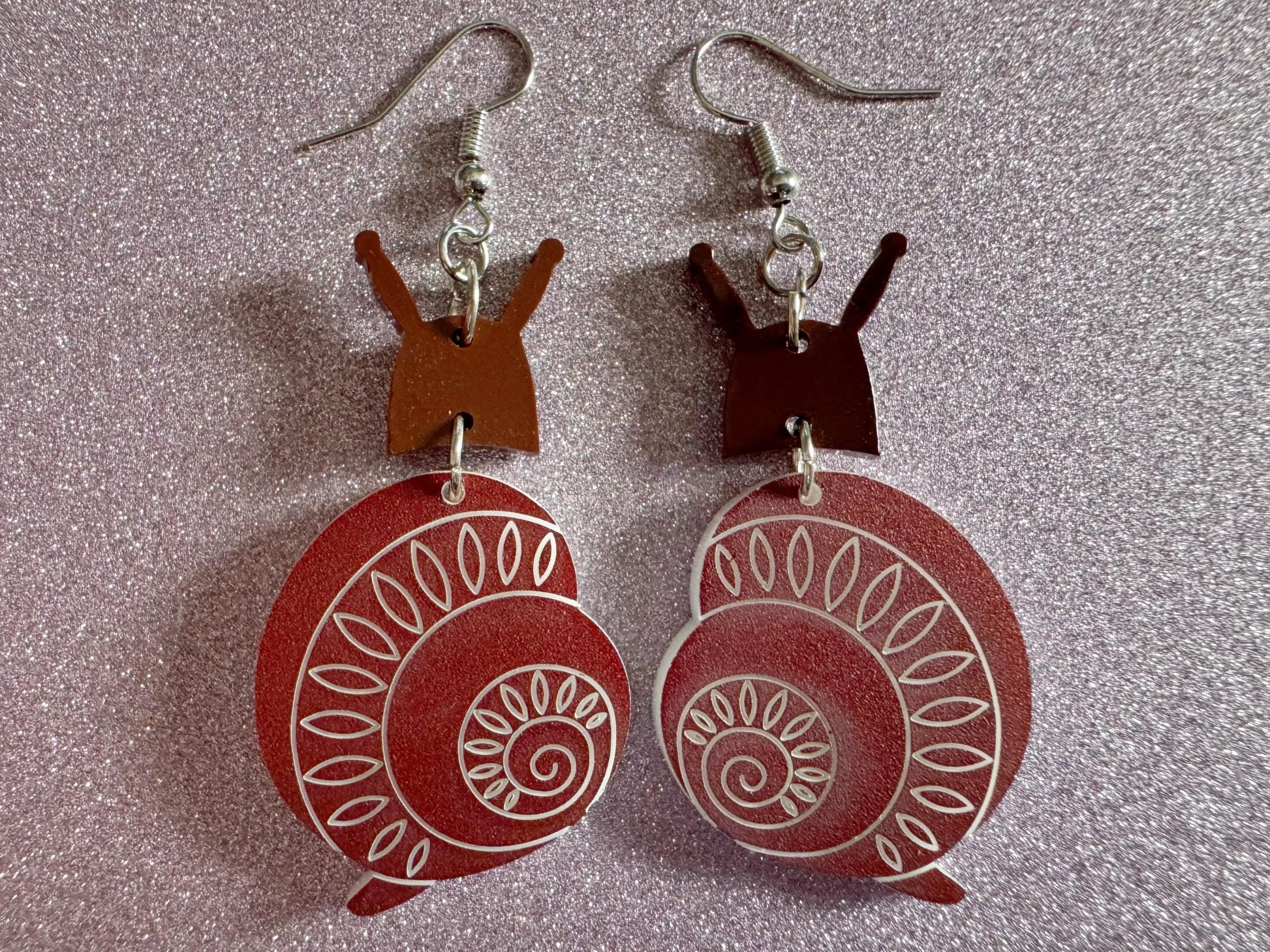Snail Earrings: Laser Cut Acrylic Snails, Novelty Earrings, Mollusks, Bug, Shells, Engraved Snails Animal Insect, Best Gift for Her/Him/Them