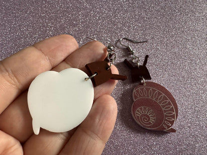 Snail Earrings: Laser Cut Acrylic Snails, Novelty Earrings, Mollusks, Bug, Shells, Engraved Snails Animal Insect, Best Gift for Her/Him/Them