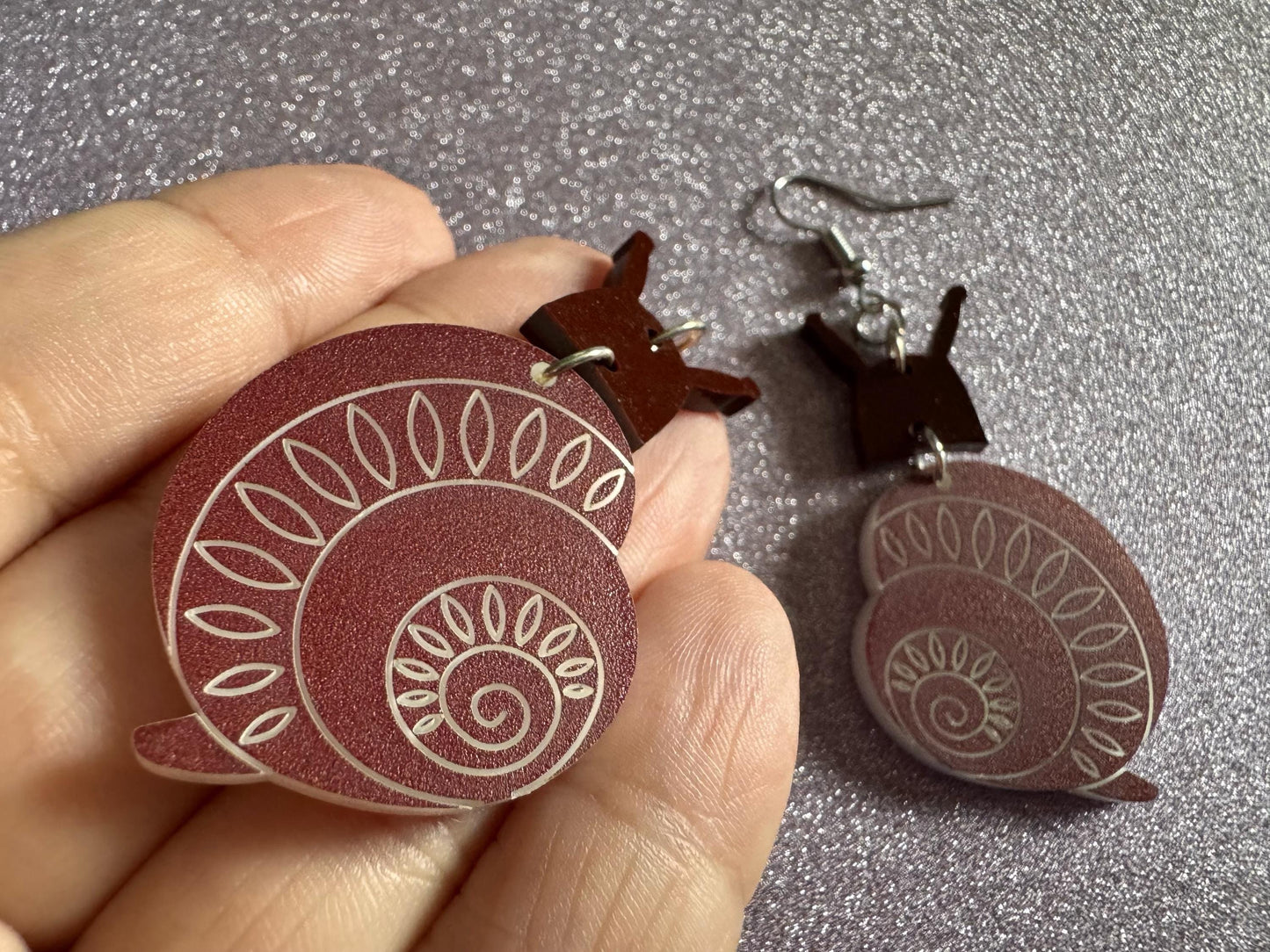 Snail Earrings: Laser Cut Acrylic Snails, Novelty Earrings, Mollusks, Bug, Shells, Engraved Snails Animal Insect, Best Gift for Her/Him/Them
