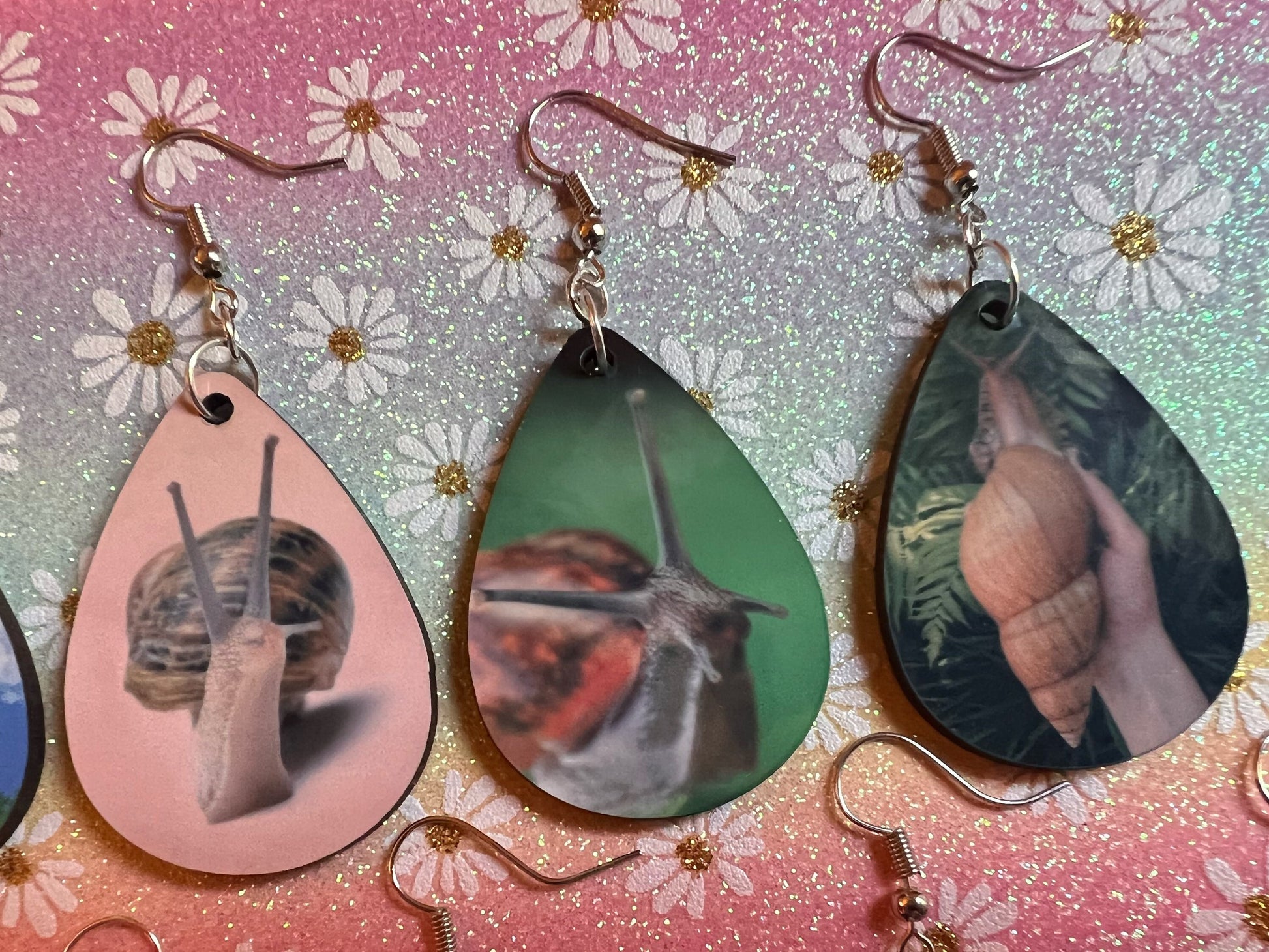 Snail Earrings: Mushroom Earrings, Sublimated, GAL, Giant African Land Snail, Cute Snails, Pet Slimebabies, Best Gifts for Her/Him/Them