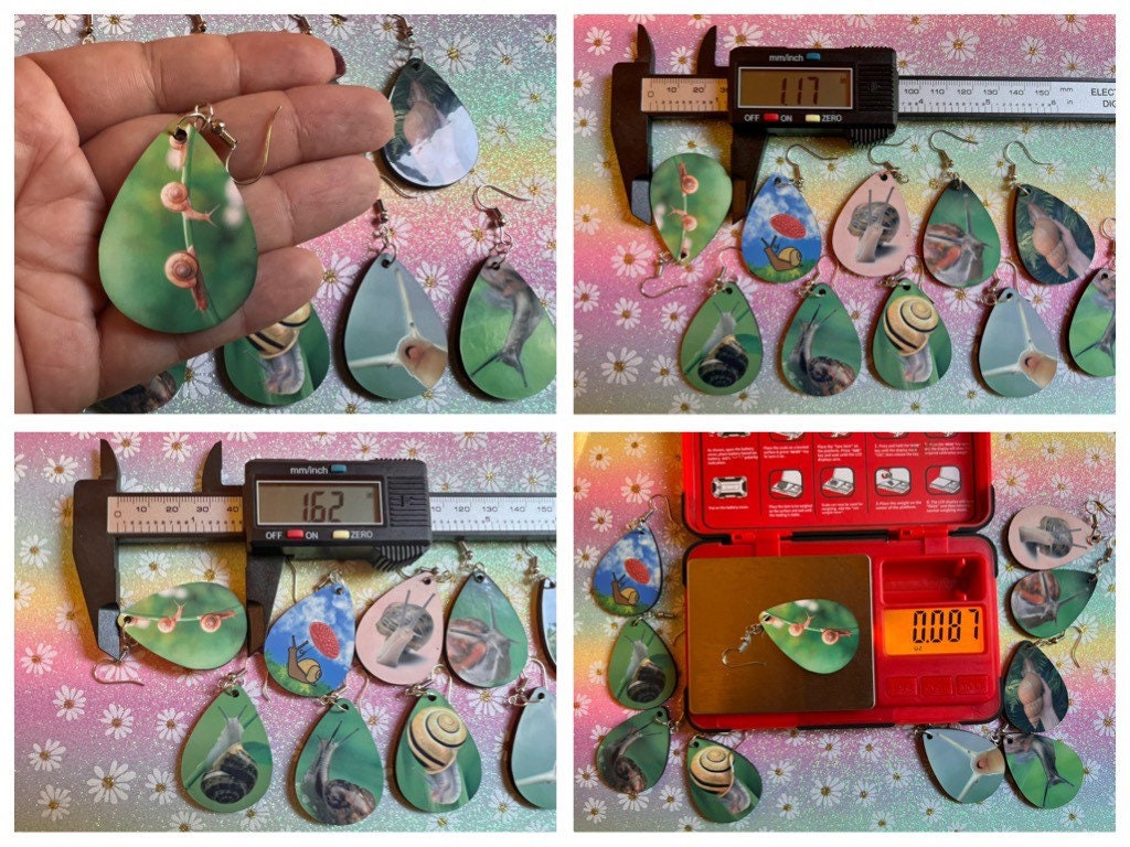 Snail Earrings: Mushroom Earrings, Sublimated, GAL, Giant African Land Snail, Cute Snails, Pet Slimebabies, Best Gifts for Her/Him/Them