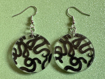 Snake Earrings: Laser Cut Acrylic Snakes, Reptile, Zoo, Nope Rope, Halloween, Cobra, Animals, Black Snakes, Best Gifts for Her/Him/Them