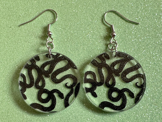 Snake Earrings: Laser Cut Acrylic Snakes, Reptile, Zoo, Nope Rope, Halloween, Cobra, Animals, Black Snakes, Best Gifts for Her/Him/Them