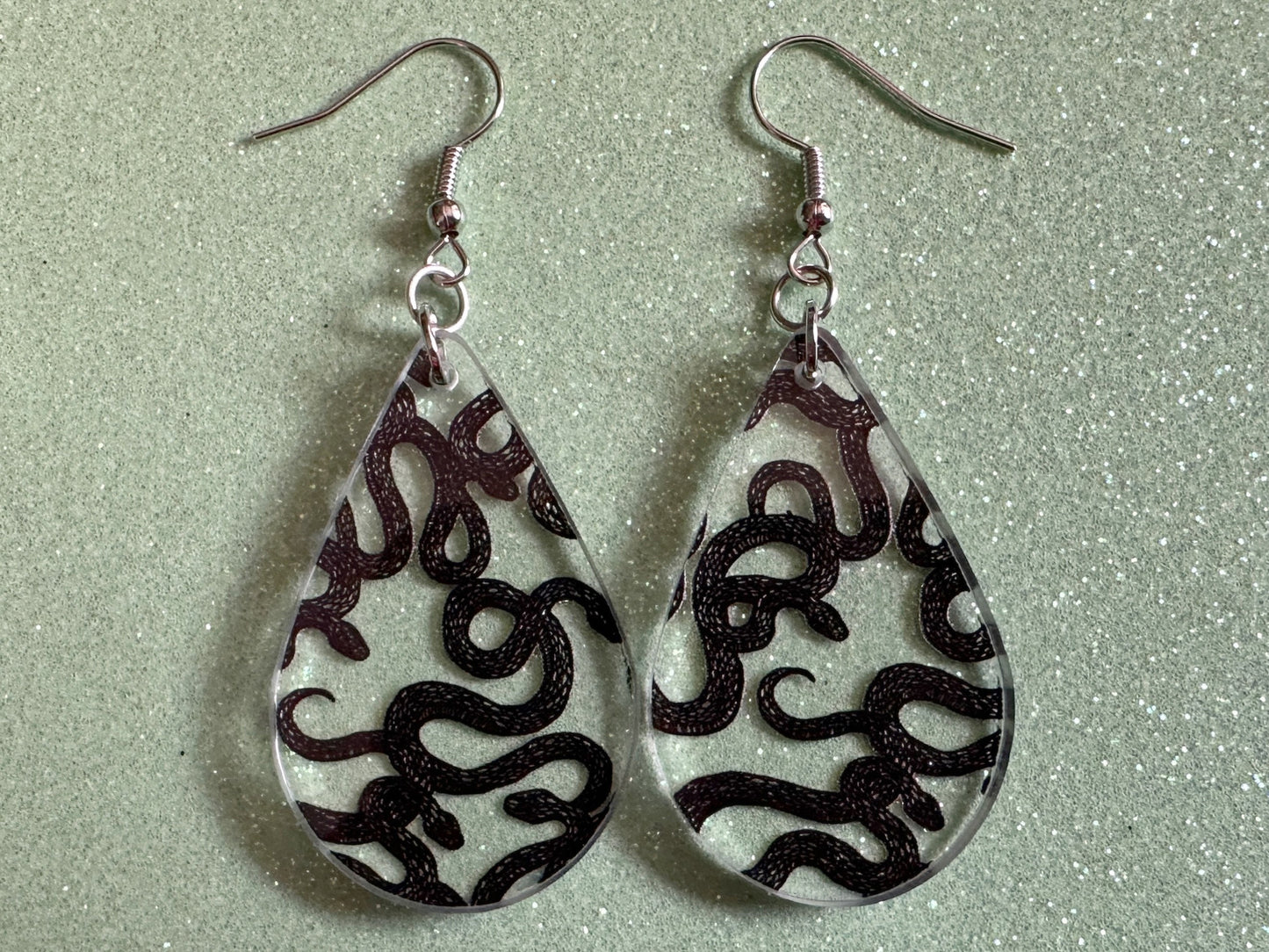 Snake Earrings: Laser Cut Acrylic Snakes, Reptile, Zoo, Nope Rope, Halloween, Cobra, Animals, Black Snakes, Best Gifts for Her/Him/Them