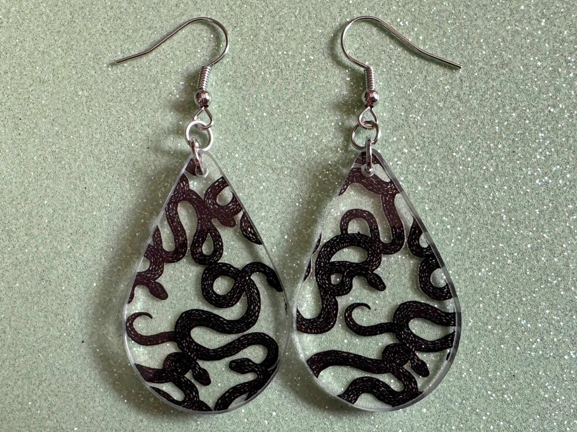 Snake Earrings: Laser Cut Acrylic Snakes, Reptile, Zoo, Nope Rope, Halloween, Cobra, Animals, Black Snakes, Best Gifts for Her/Him/Them