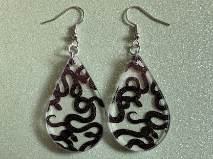 Snake Earrings: Laser Cut Acrylic Snakes, Reptile, Zoo, Nope Rope, Halloween, Cobra, Animals, Black Snakes, Best Gifts for Her/Him/Them