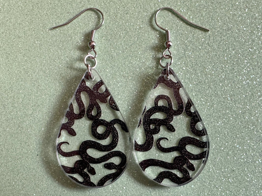 Snake Earrings: Laser Cut Acrylic Snakes, Reptile, Zoo, Nope Rope, Halloween, Cobra, Animals, Black Snakes, Best Gifts for Her/Him/Them