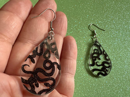Snake Earrings: Laser Cut Acrylic Snakes, Reptile, Zoo, Nope Rope, Halloween, Cobra, Animals, Black Snakes, Best Gifts for Her/Him/Them