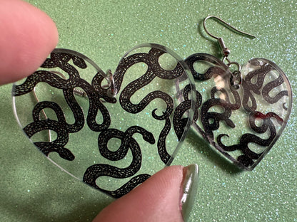 Snake Earrings: Laser Cut Acrylic Snakes, Reptile, Zoo, Nope Rope, Halloween, Cobra, Animals, Black Snakes, Best Gifts for Her/Him/Them