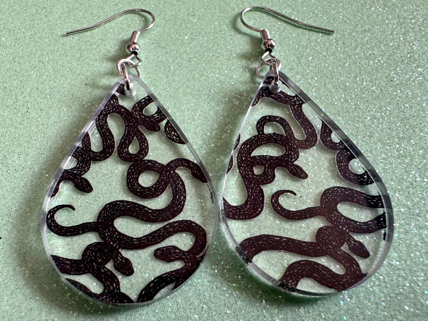 Snake Earrings: Laser Cut Acrylic Snakes, Reptile, Zoo, Nope Rope, Halloween, Cobra, Animals, Black Snakes, Best Gifts for Her/Him/Them