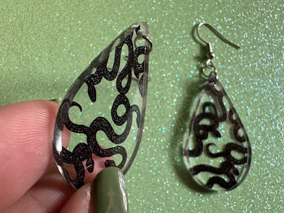 Snake Earrings: Laser Cut Acrylic Snakes, Reptile, Zoo, Nope Rope, Halloween, Cobra, Animals, Black Snakes, Best Gifts for Her/Him/Them