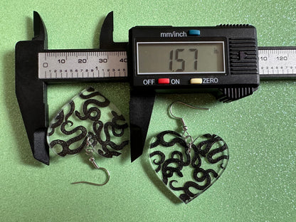 Snake Earrings: Laser Cut Acrylic Snakes, Reptile, Zoo, Nope Rope, Halloween, Cobra, Animals, Black Snakes, Best Gifts for Her/Him/Them