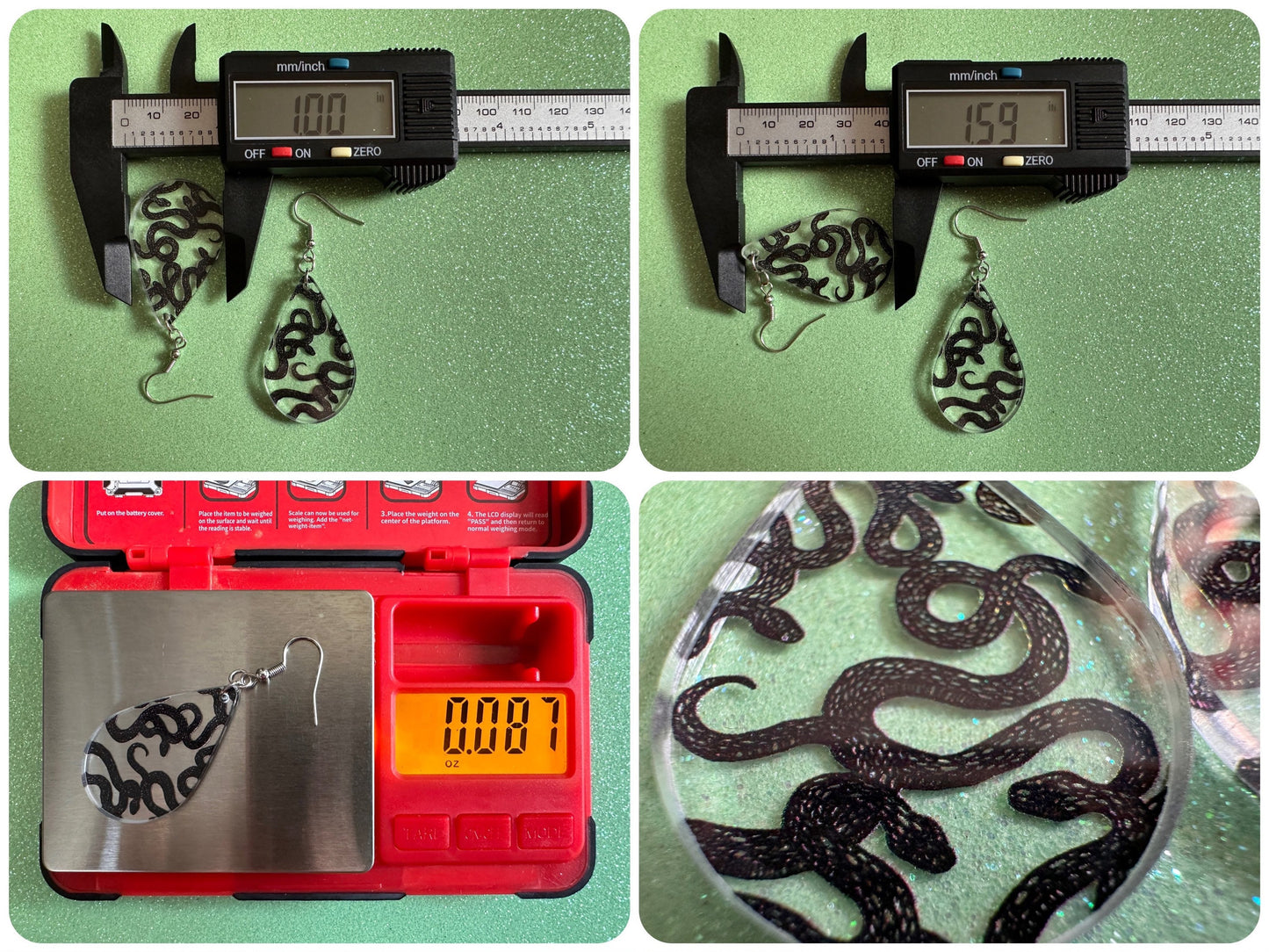 Snake Earrings: Laser Cut Acrylic Snakes, Reptile, Zoo, Nope Rope, Halloween, Cobra, Animals, Black Snakes, Best Gifts for Her/Him/Them