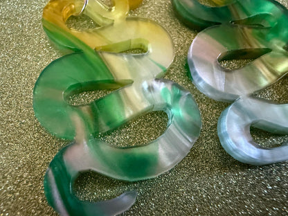 Snake Earrings: Laser Cut Acrylic Snakes, Reptile, Zoo, Nope Rope Halloween Cobra Animals, Shiny Green Earrings, Best Gifts for Her/Him/Them