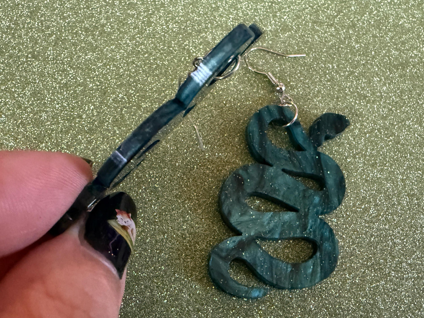 Snake Earrings: Laser Cut Acrylic Snakes, Reptile, Zoo, Nope Rope Halloween Cobra Animals, Shiny Green Earrings, Best Gifts for Her/Him/Them