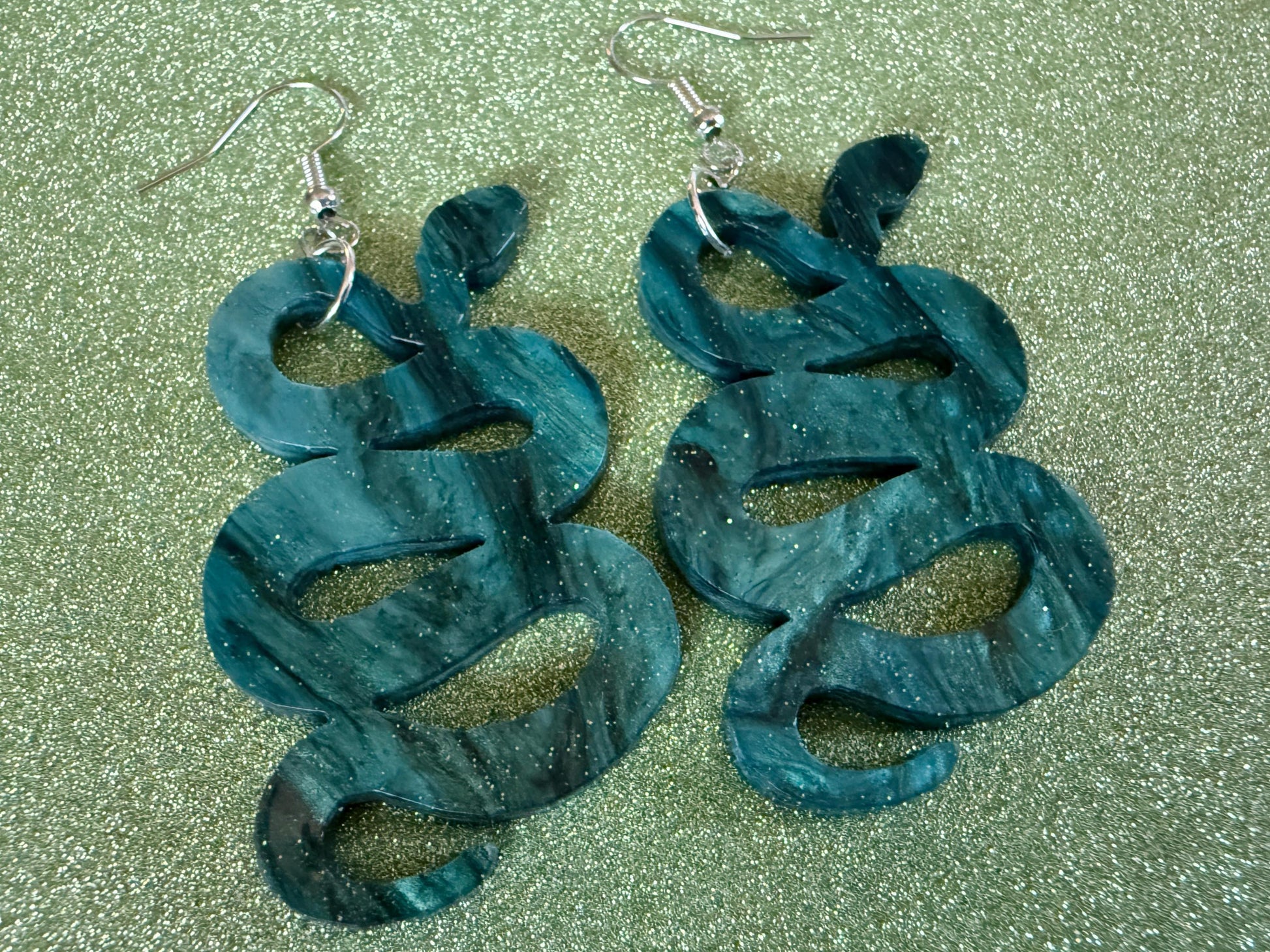 Snake Earrings: Laser Cut Acrylic Snakes, Reptile, Zoo, Nope Rope Halloween Cobra Animals, Shiny Green Earrings, Best Gifts for Her/Him/Them