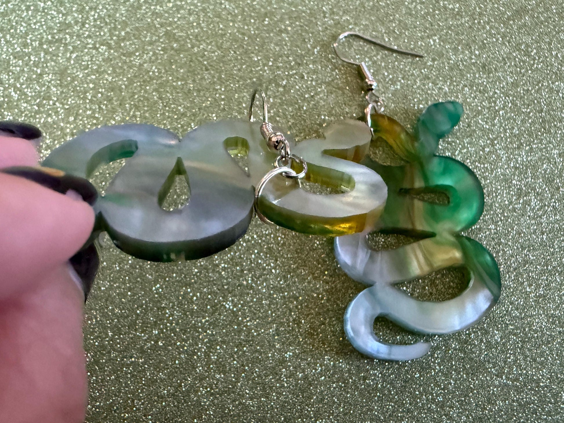Snake Earrings: Laser Cut Acrylic Snakes, Reptile, Zoo, Nope Rope Halloween Cobra Animals, Shiny Green Earrings, Best Gifts for Her/Him/Them