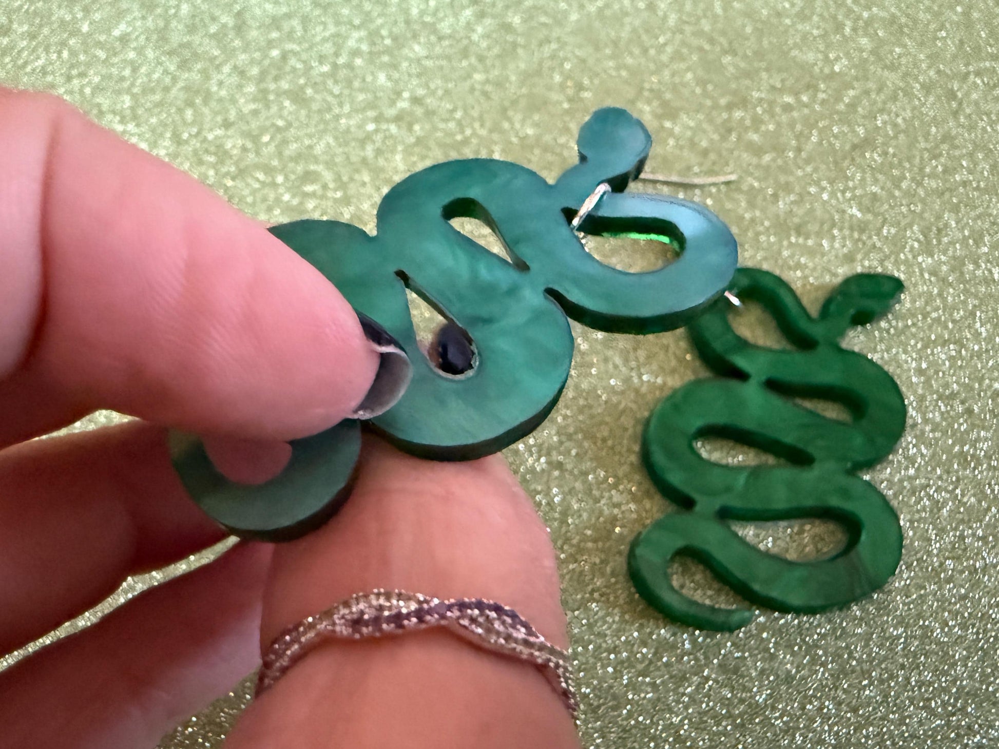 Snake Earrings: Laser Cut Acrylic Snakes, Reptile, Zoo, Nope Rope Halloween Cobra Animals, Shiny Green Earrings, Best Gifts for Her/Him/Them