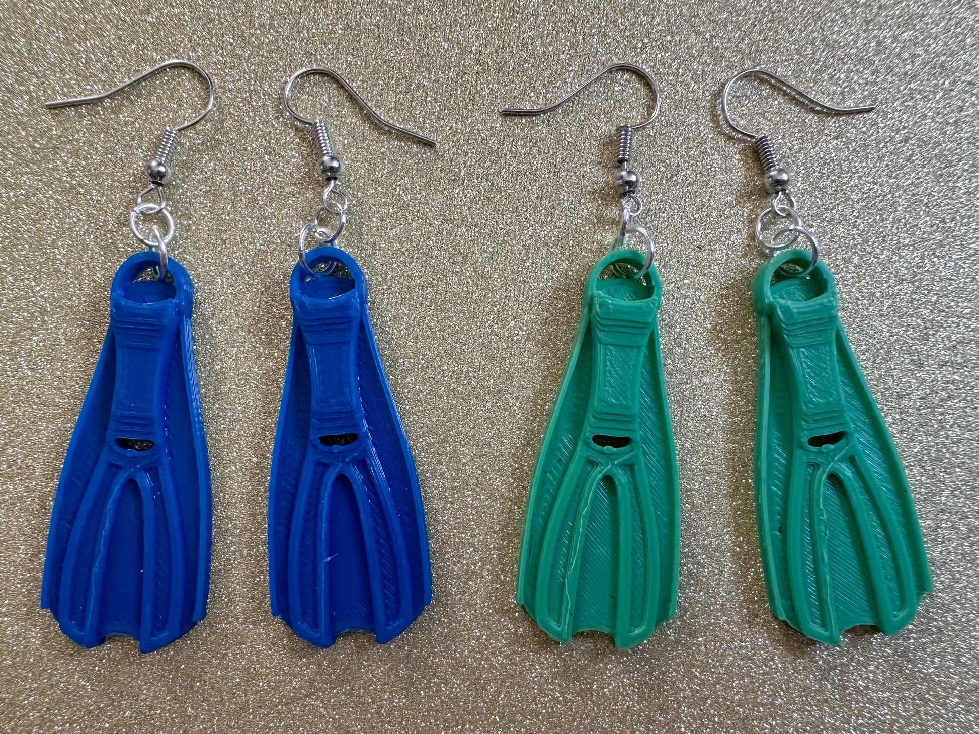 Snorkeling Flipper Earrings: Ocean Sport, Floating Fin, Beach, Snorkel, Scuba Dive, Fish, Water Activity, Diver, Best Gifts for Her/Him/Them