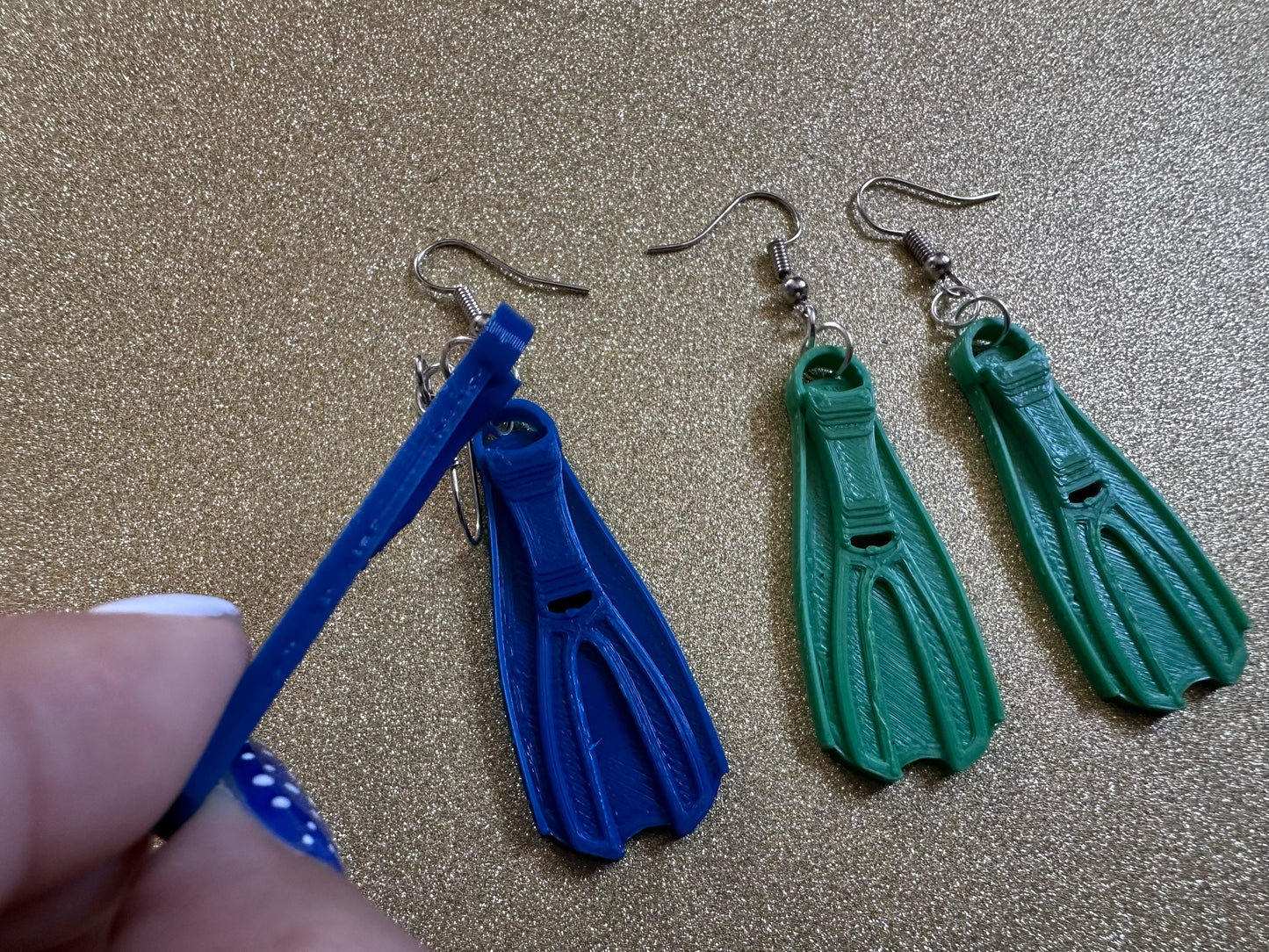 Snorkeling Flipper Earrings: Ocean Sport, Floating Fin, Beach, Snorkel, Scuba Dive, Fish, Water Activity, Diver, Best Gifts for Her/Him/Them
