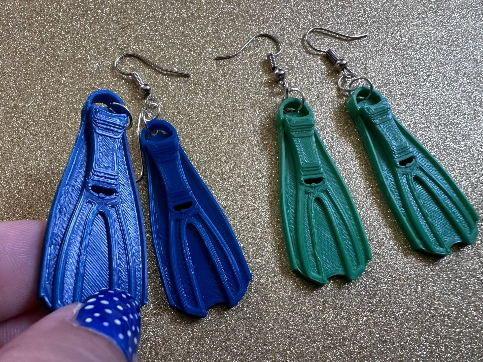 Snorkeling Flipper Earrings: Ocean Sport, Floating Fin, Beach, Snorkel, Scuba Dive, Fish, Water Activity, Diver, Best Gifts for Her/Him/Them