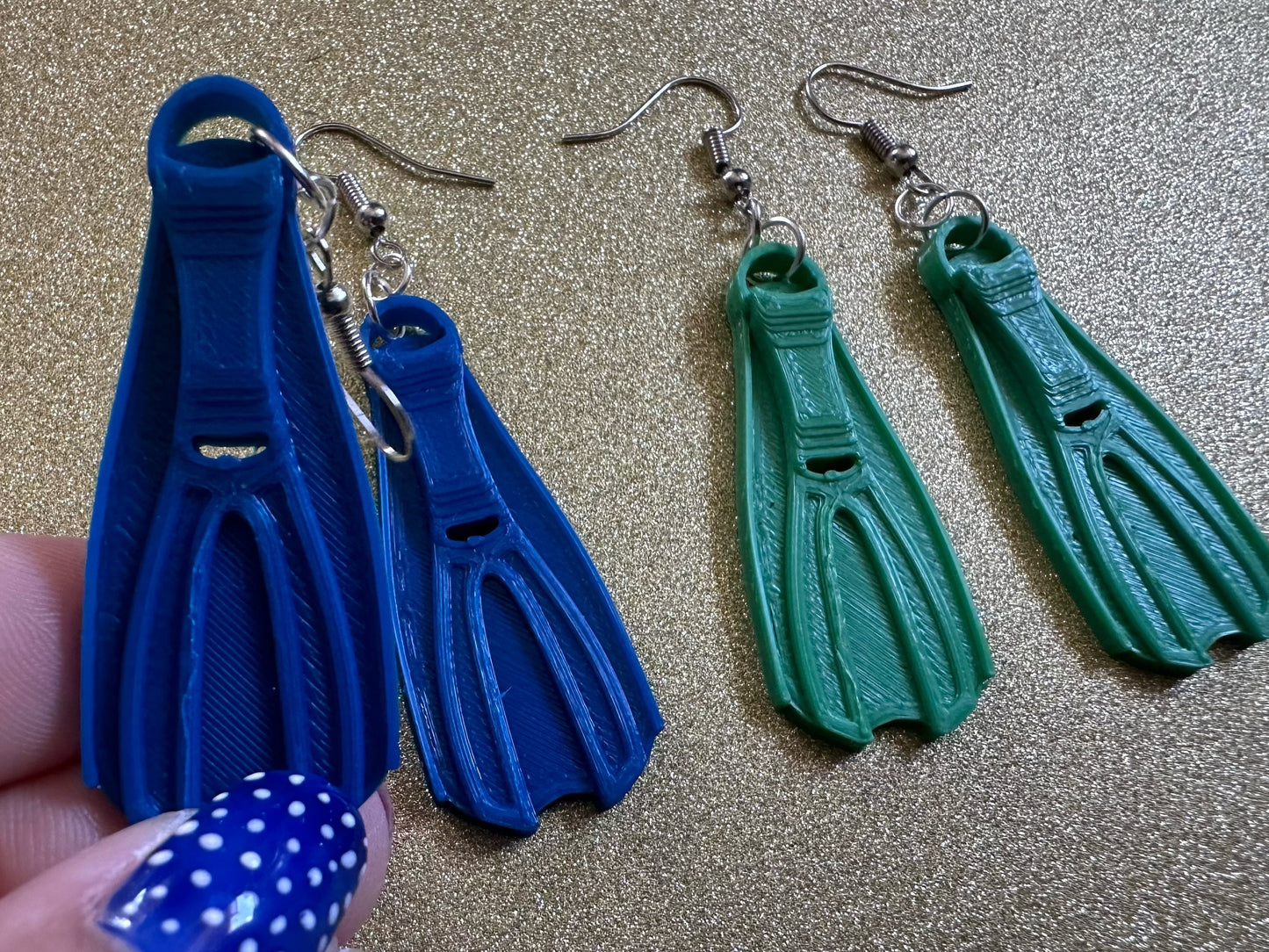 Snorkeling Flipper Earrings: Ocean Sport, Floating Fin, Beach, Snorkel, Scuba Dive, Fish, Water Activity, Diver, Best Gifts for Her/Him/Them