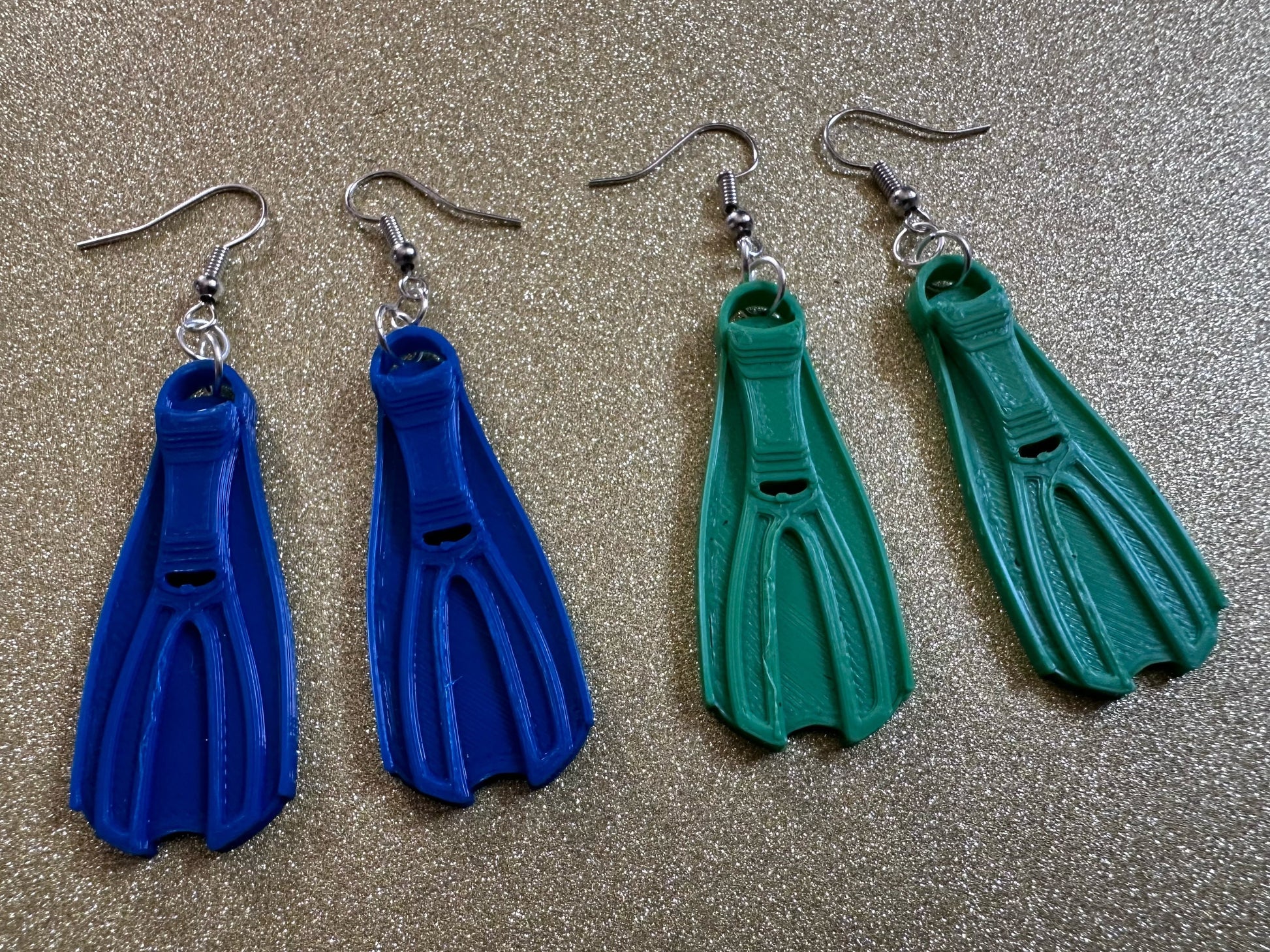 Snorkeling Flipper Earrings: Ocean Sport, Floating Fin, Beach, Snorkel, Scuba Dive, Fish, Water Activity, Diver, Best Gifts for Her/Him/Them