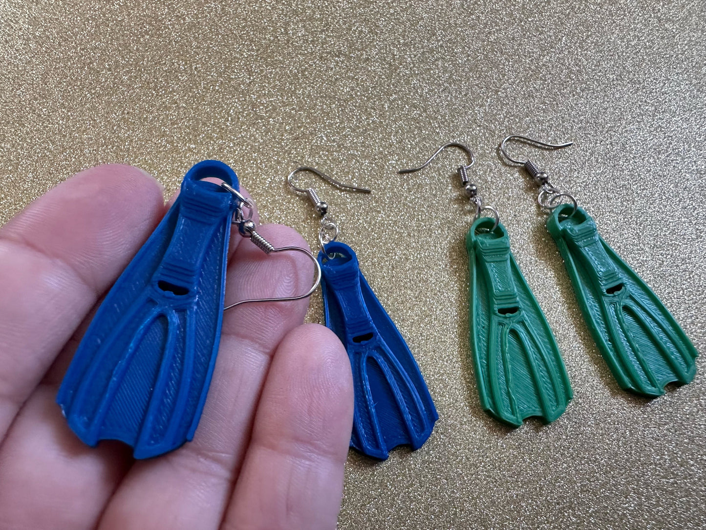 Snorkeling Flipper Earrings: Ocean Sport, Floating Fin, Beach, Snorkel, Scuba Dive, Fish, Water Activity, Diver, Best Gifts for Her/Him/Them