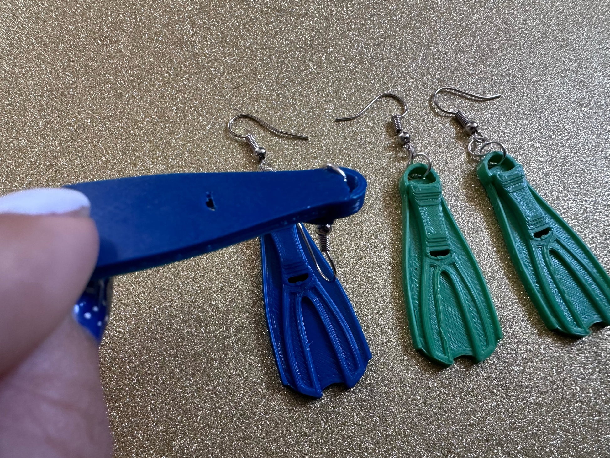 Snorkeling Flipper Earrings: Ocean Sport, Floating Fin, Beach, Snorkel, Scuba Dive, Fish, Water Activity, Diver, Best Gifts for Her/Him/Them