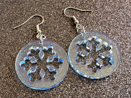 Snowflake Earrings: Laser Cut Acrylic Snowflakes, Christmas, Stormy Weather, Snowing, Snow Storm, Winter, X-mas Best Gifts for Her/Him/Them