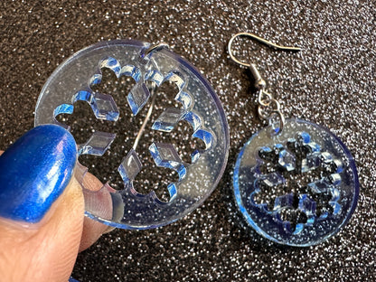 Snowflake Earrings: Laser Cut Acrylic Snowflakes, Christmas, Stormy Weather, Snowing, Snow Storm, Winter, X-mas Best Gifts for Her/Him/Them