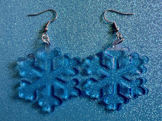 Snowflake Earrings: Laser Cut Acrylic Snowflakes, Christmas, Stormy Weather, Snowing, Snow Storm, X-mas, Xmas, Best Gifts for Her/Him/Them