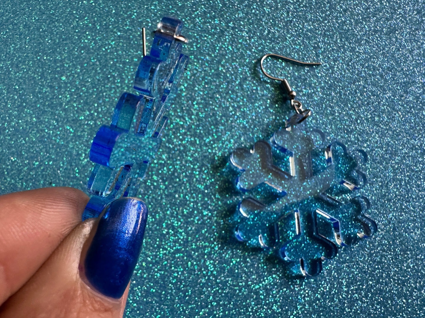 Snowflake Earrings: Laser Cut Acrylic Snowflakes, Christmas, Stormy Weather, Snowing, Snow Storm, X-mas, Xmas, Best Gifts for Her/Him/Them