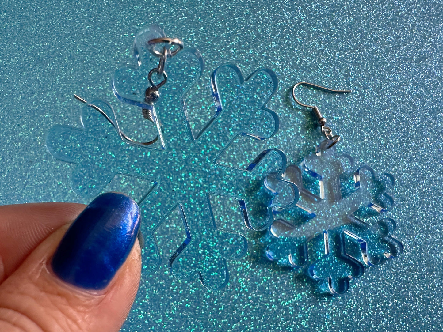 Snowflake Earrings: Laser Cut Acrylic Snowflakes, Christmas, Stormy Weather, Snowing, Snow Storm, X-mas, Xmas, Best Gifts for Her/Him/Them