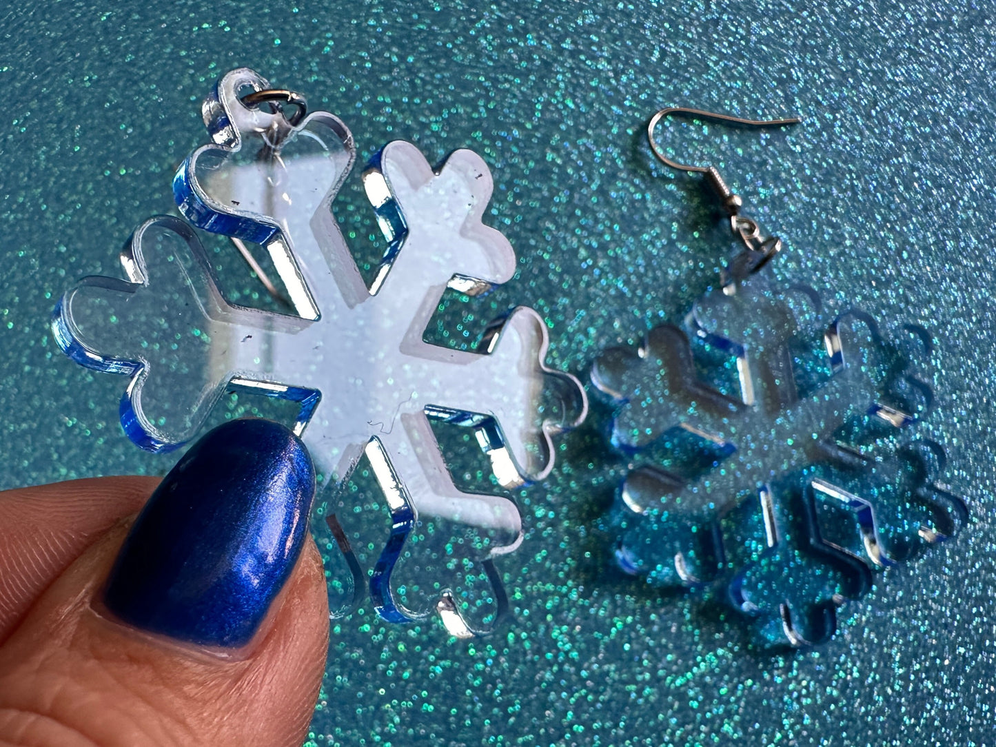 Snowflake Earrings: Laser Cut Acrylic Snowflakes, Christmas, Stormy Weather, Snowing, Snow Storm, X-mas, Xmas, Best Gifts for Her/Him/Them