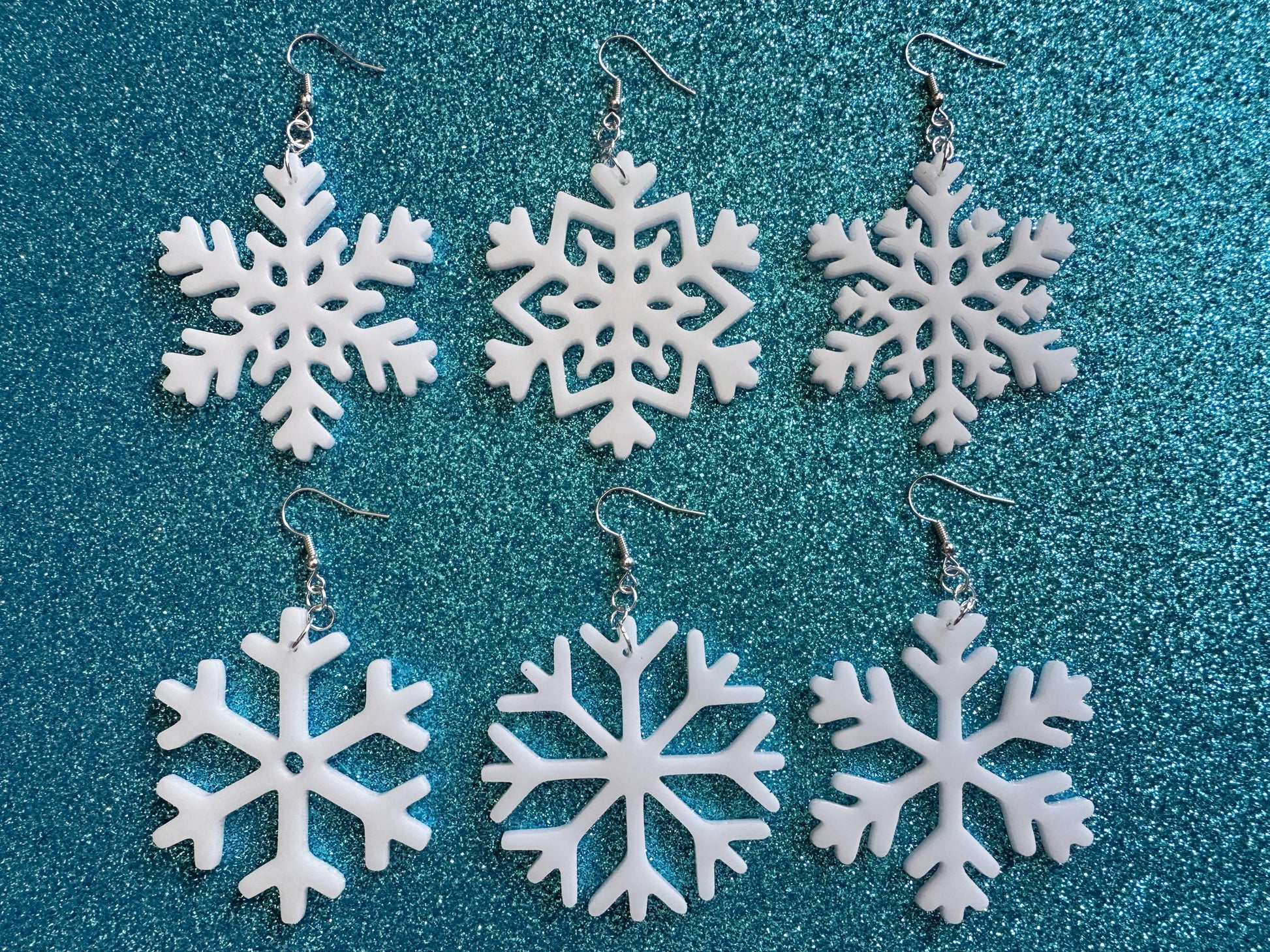 Snowflake Earrings: Laser Cut Acrylic Snowflakes, Stormy Weather, Snowing, Snow Storm, Winter, Best Gifts for Her/Him/Them