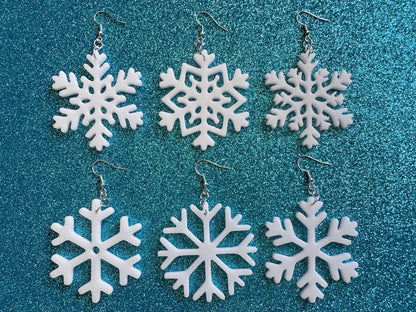 Snowflake Earrings: Laser Cut Acrylic Snowflakes, Stormy Weather, Snowing, Snow Storm, Winter, Best Gifts for Her/Him/Them