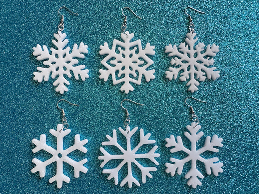 Snowflake Earrings: Laser Cut Acrylic Snowflakes, Stormy Weather, Snowing, Snow Storm, Winter, Best Gifts for Her/Him/Them