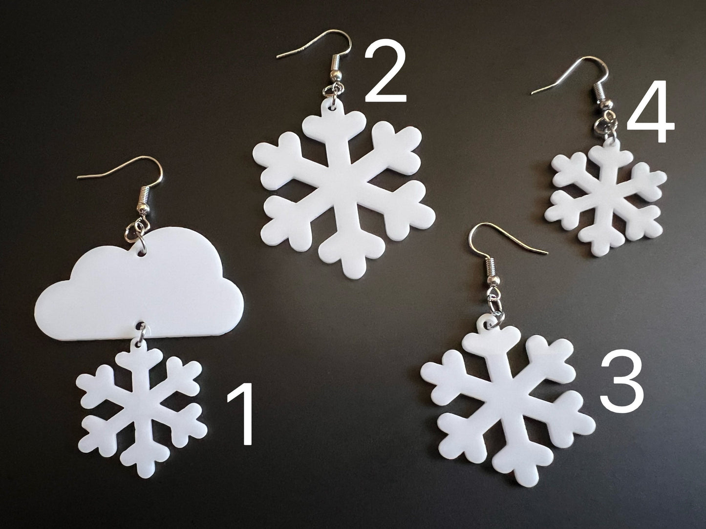 Snowflake Earrings: Laser Cut Acrylic Snowflakes, Stormy Weather, Snowing, Snow Storm, Winter, Best Gifts for Her/Him/Them