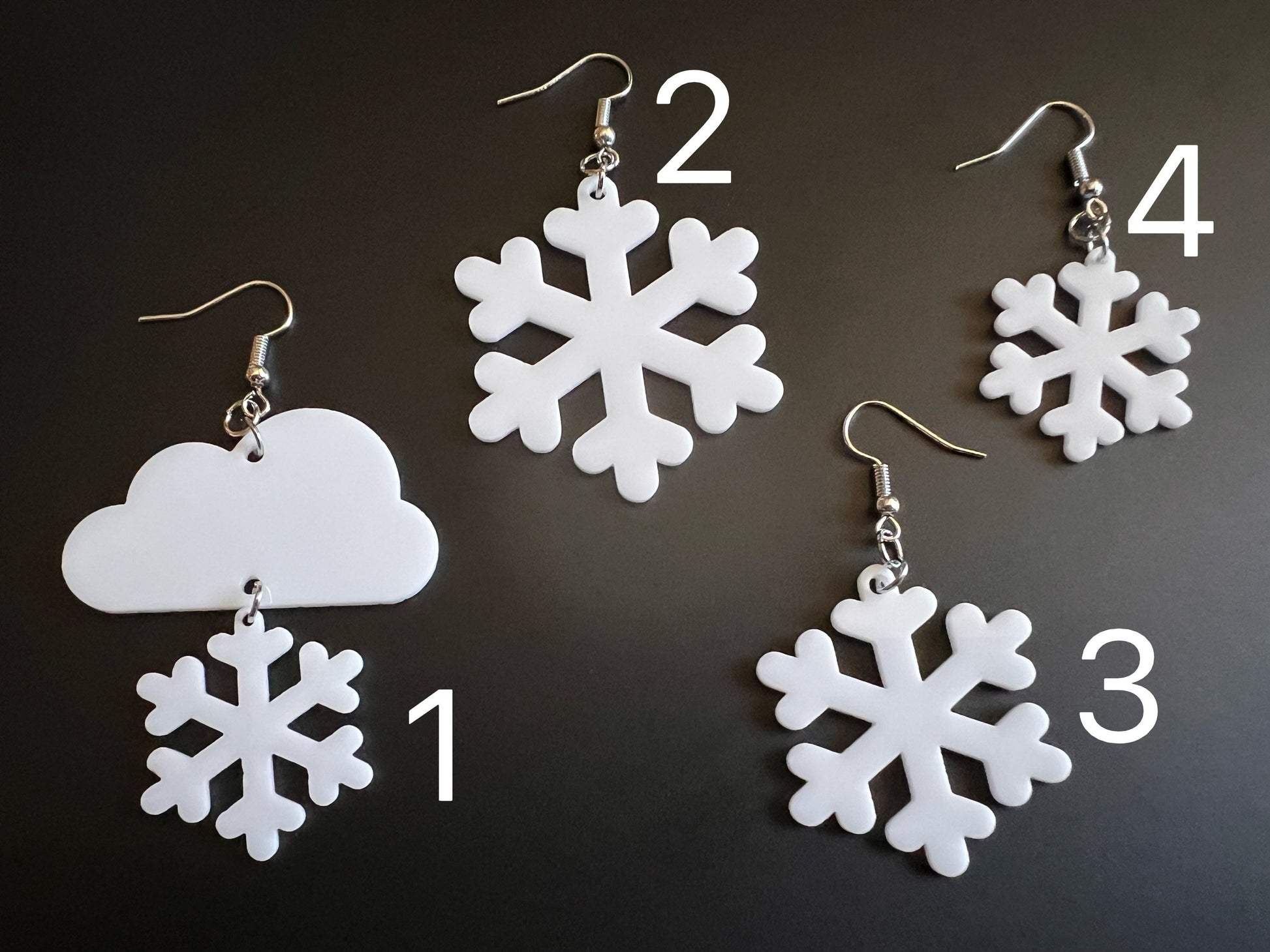 Snowflake Earrings: Laser Cut Acrylic Snowflakes, Stormy Weather, Snowing, Snow Storm, Winter, Best Gifts for Her/Him/Them