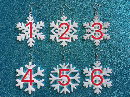 Snowflake Earrings: Laser Cut Acrylic Snowflakes, Stormy Weather, Snowing, Snow Storm, Winter, Best Gifts for Her/Him/Them