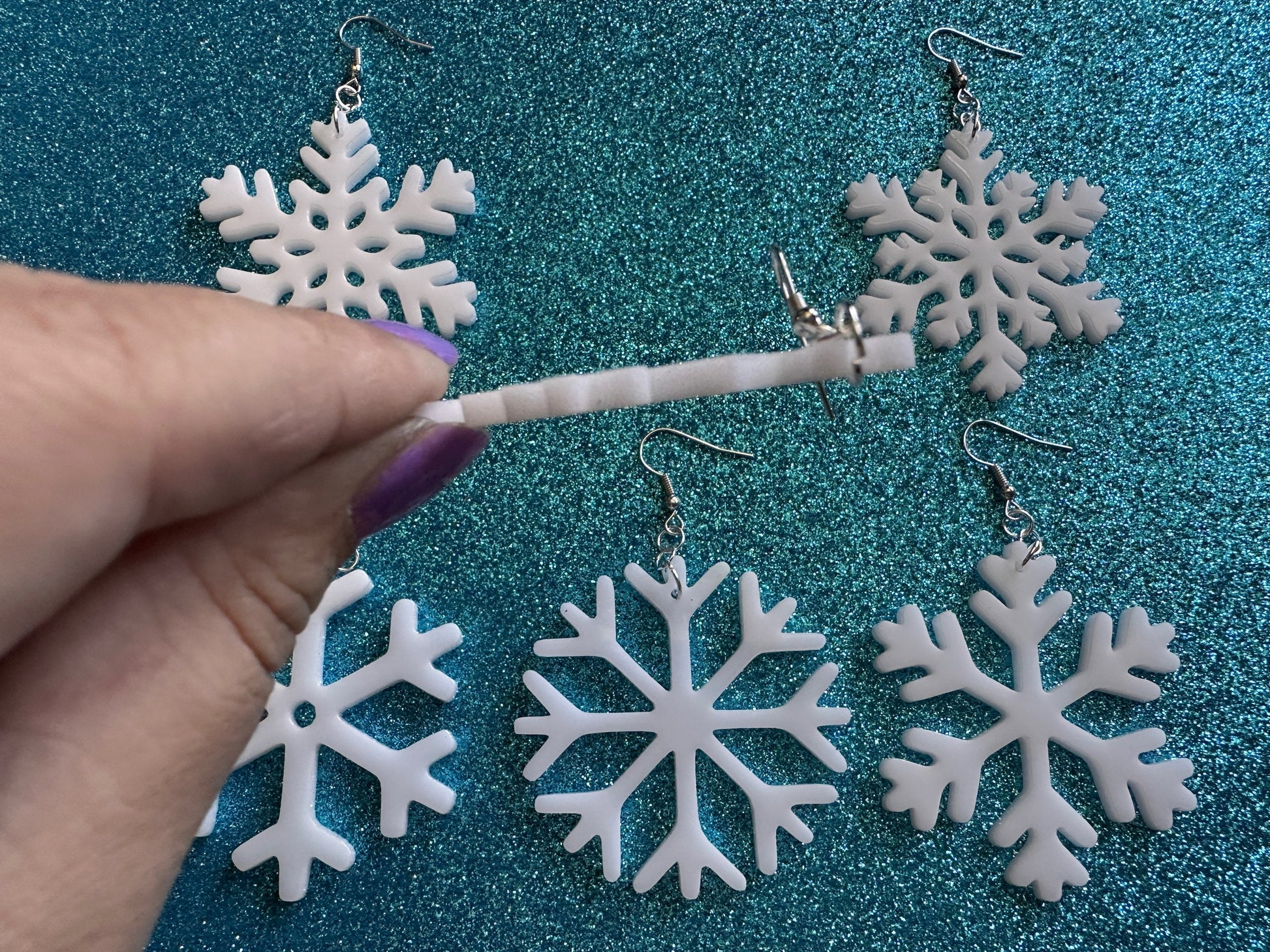 Snowflake Earrings: Laser Cut Acrylic Snowflakes, Stormy Weather, Snowing, Snow Storm, Winter, Best Gifts for Her/Him/Them