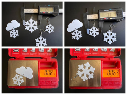 Snowflake Earrings: Laser Cut Acrylic Snowflakes, Stormy Weather, Snowing, Snow Storm, Winter, Best Gifts for Her/Him/Them