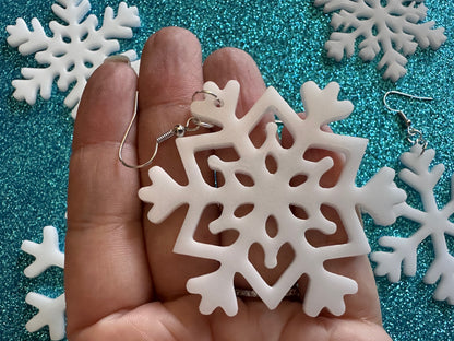 Snowflake Earrings: Laser Cut Acrylic Snowflakes, Stormy Weather, Snowing, Snow Storm, Winter, Best Gifts for Her/Him/Them