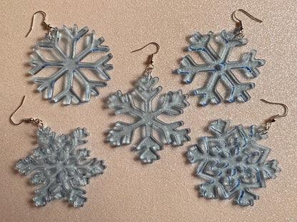 Snowflake Earrings: Laser Cut Acrylic Snowflakes, Stormy Weather, Snowing, Snow Storm, Winter, Gifts for Her/Him/Them