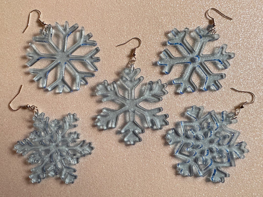 Snowflake Earrings: Laser Cut Acrylic Snowflakes, Stormy Weather, Snowing, Snow Storm, Winter, Gifts for Her/Him/Them