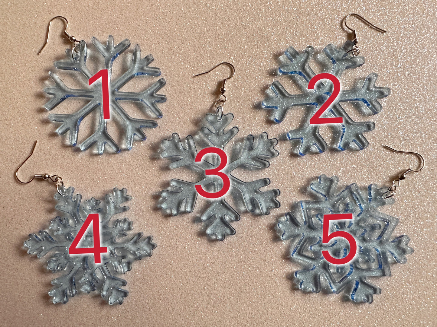 Snowflake Earrings: Laser Cut Acrylic Snowflakes, Stormy Weather, Snowing, Snow Storm, Winter, Gifts for Her/Him/Them