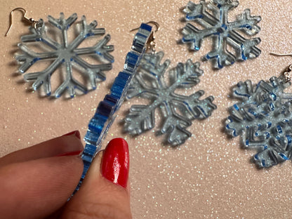 Snowflake Earrings: Laser Cut Acrylic Snowflakes, Stormy Weather, Snowing, Snow Storm, Winter, Gifts for Her/Him/Them
