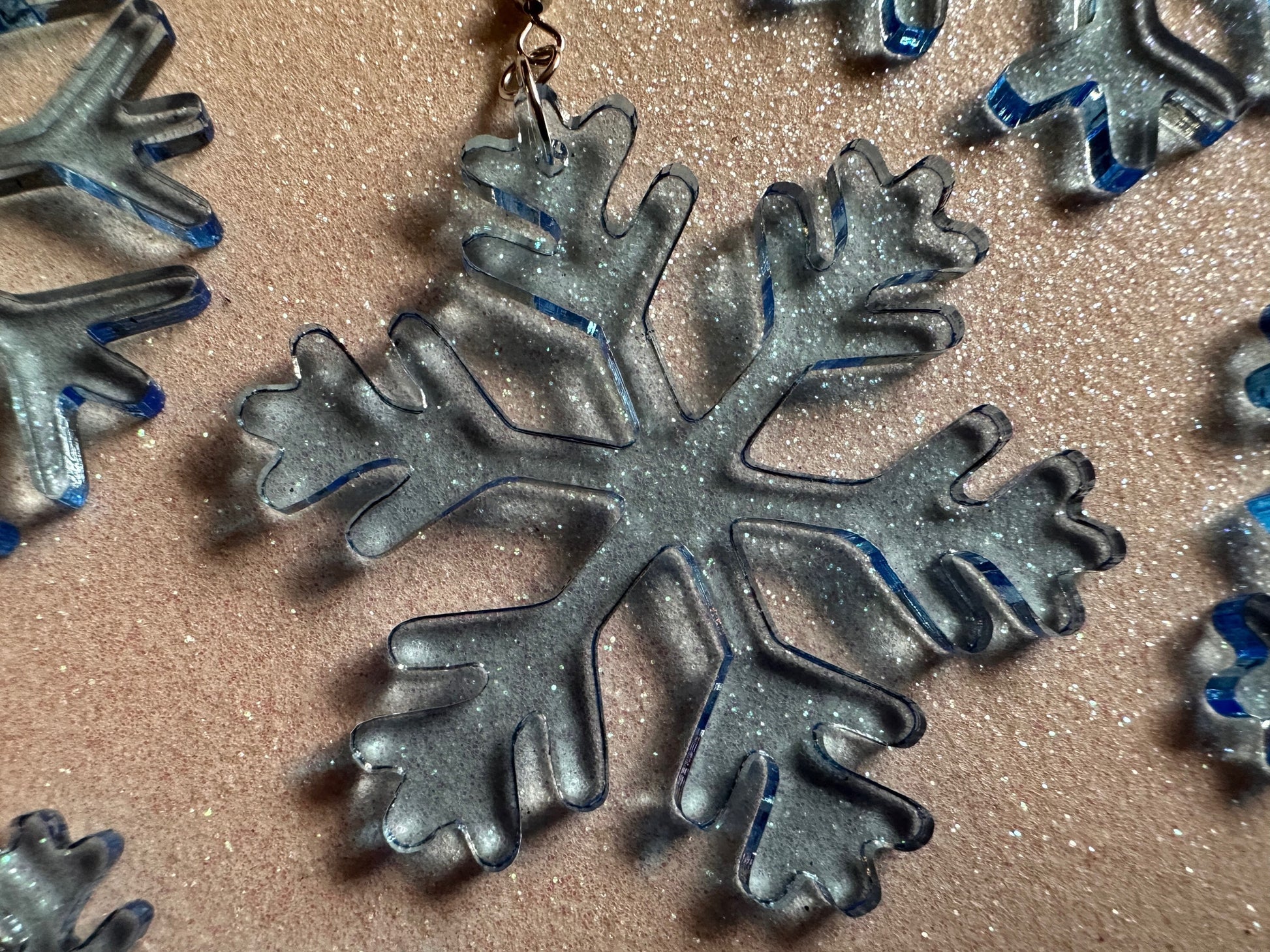 Snowflake Earrings: Laser Cut Acrylic Snowflakes, Stormy Weather, Snowing, Snow Storm, Winter, Gifts for Her/Him/Them